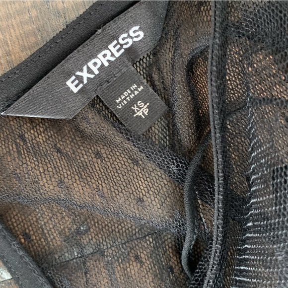 EXPRESS Sheer Cinched-Waist Peplum Top 🖤 - Picture 6 of 9